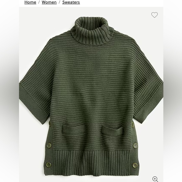 J. Crew Sweaters - J. Crew Olive Green Turtleneck Poncho Sweater
